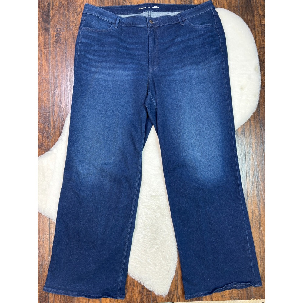 Old Navy Wow Wide Leg Jeans 22 Long Dark Wash High Rise Stretch Denim Women